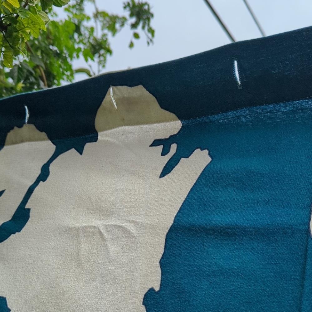 World Map Tapestry/Shower Curtain in Teal and White - Picture 6 of 9